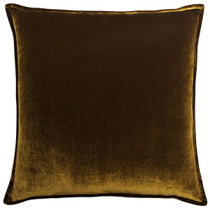 Silk Velvet and Linen Flange Cushion - Gold