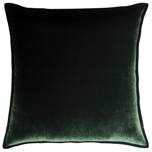 Silk Velvet and Linen Flange Cushion - Green