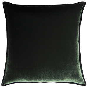 Silk Velvet and Linen Flange Cushion - Green