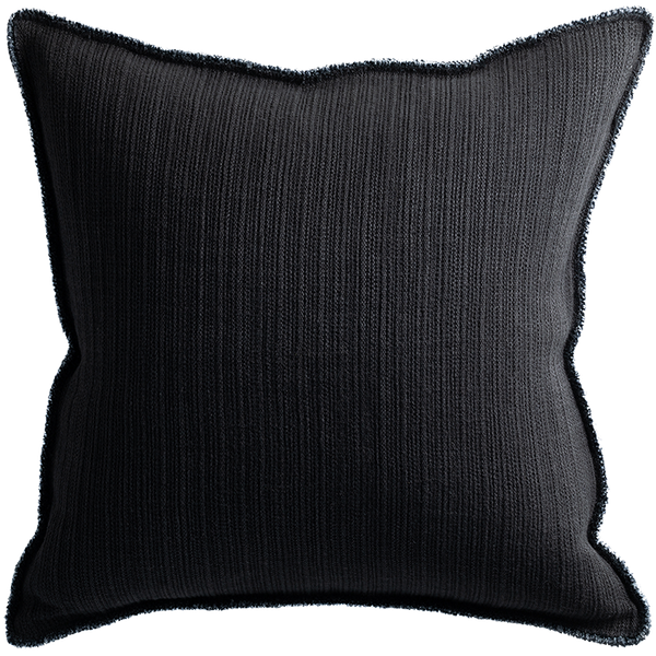 Bison Cushion with Fringe Detail - Black Indigo