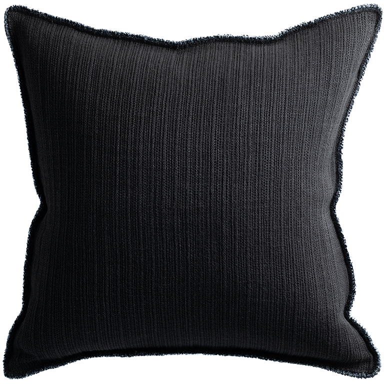 Bison Cushion with Fringe Detail - Black Indigo