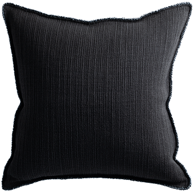 Bison Cushion with Fringe Detail - Black Indigo