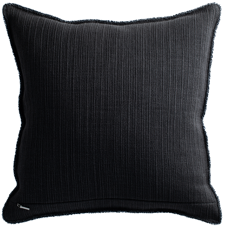 Bison Cushion with Fringe Detail - Black Indigo