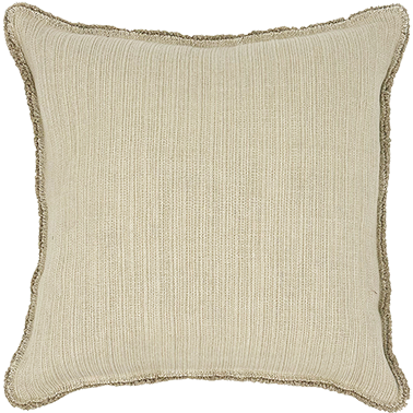 Bison Cushion with Fringe Detail - Bone