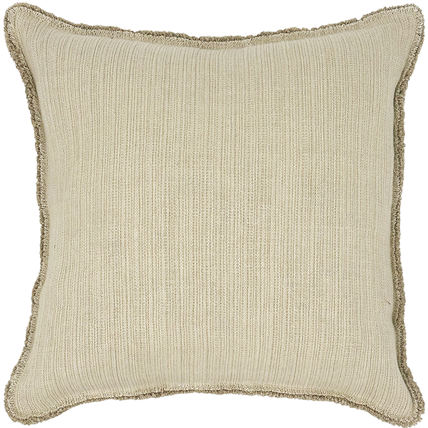 Bison Cushion with Fringe Detail - Bone