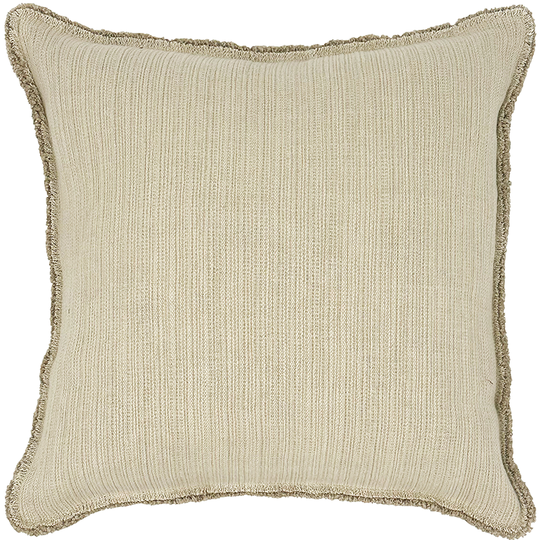 Bison Cushion with Fringe Detail - Bone