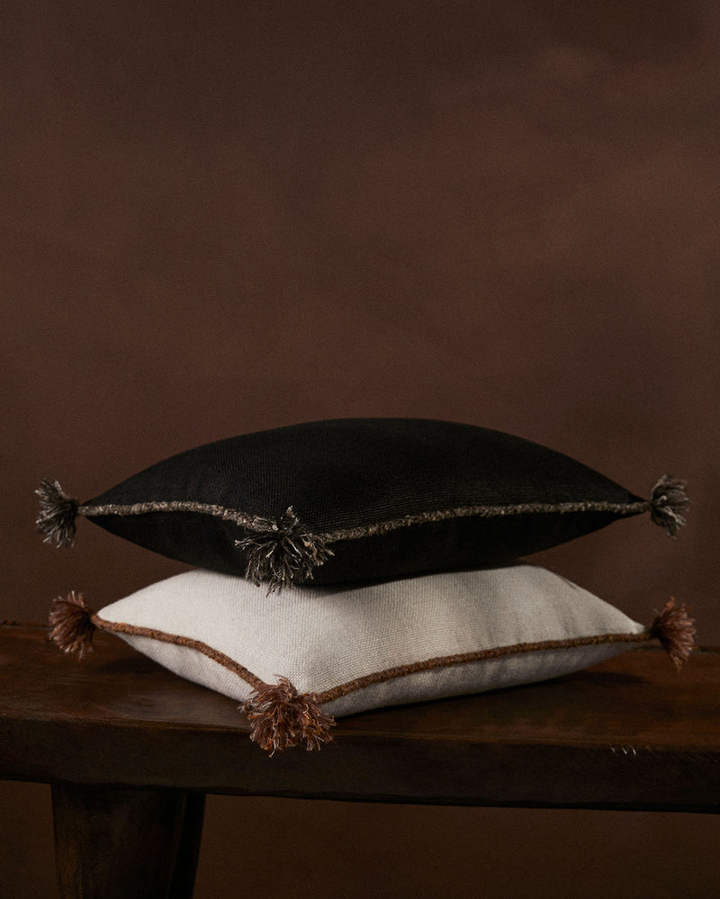 Cape Cushion with Braided Cord Trim - Coal