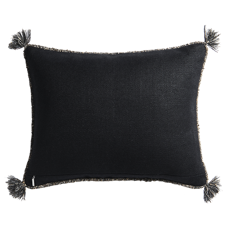 Cape Cushion with Braided Cord Trim - Coal