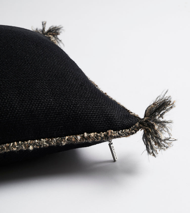 Cape Cushion with Braided Cord Trim - Coal