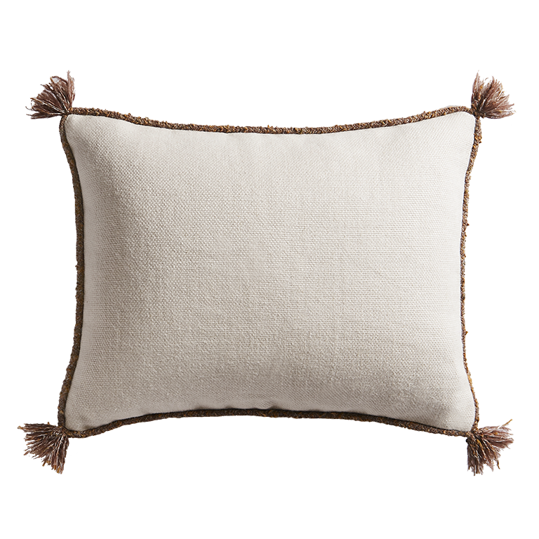 Cape Cushion with Braided Cord Trim - Frost