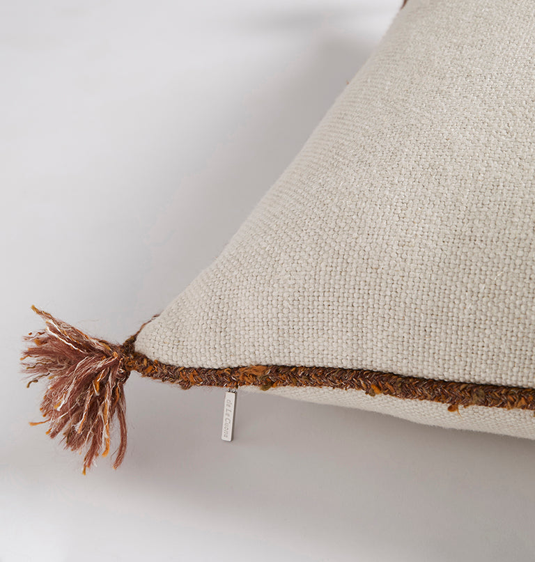 Cape Cushion with Braided Cord Trim - Frost