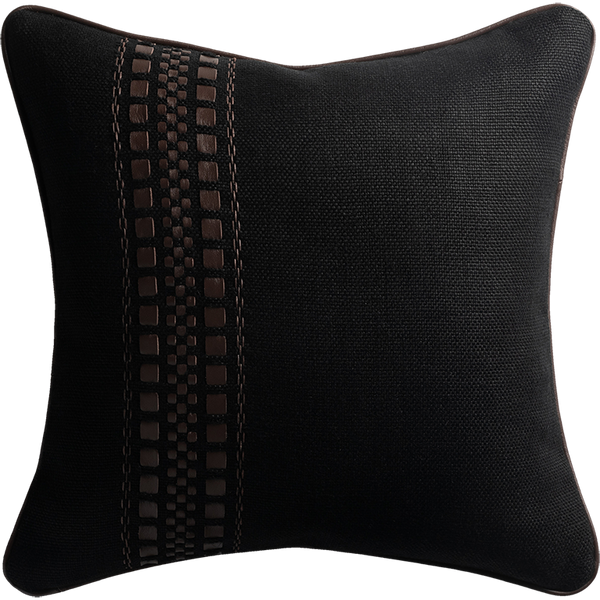 Cape Cushion with Contrast Leather Detail - Coal §