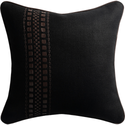 Cape Cushion with Contrast Leather Detail - Coal §