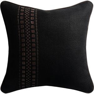 Cape Cushion with Contrast Leather Detail - Coal