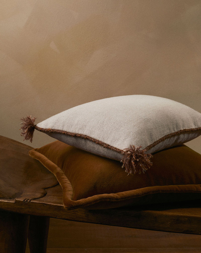 Cape Cushion with Braided Cord Trim - Frost