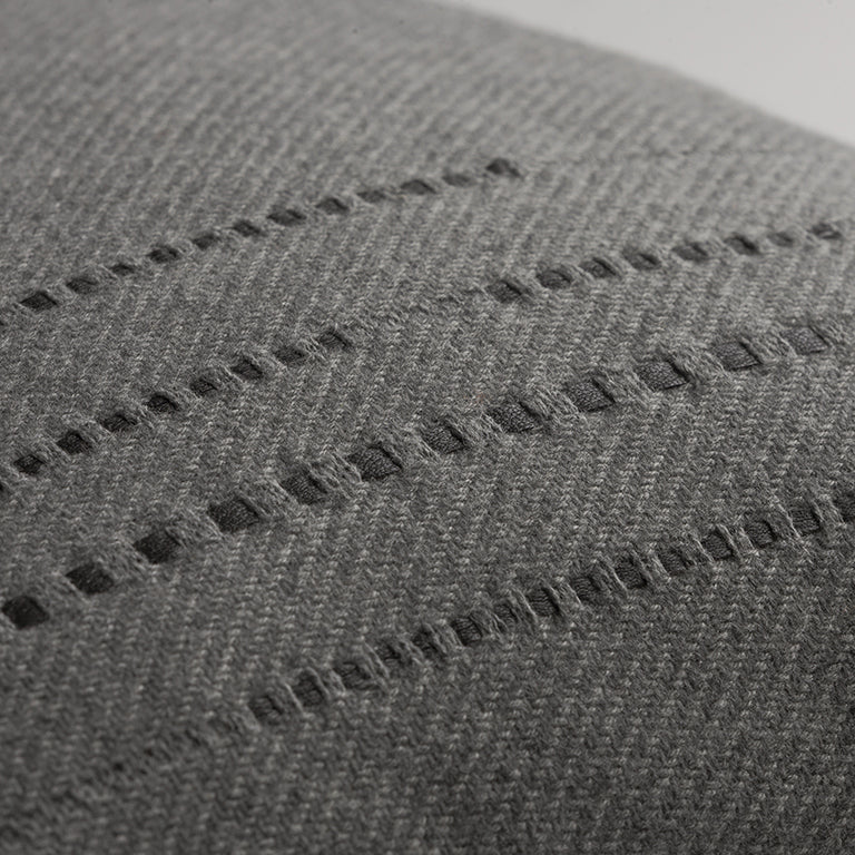 Cashmere Wool Twill Cushion with Vertical Detail - Dark Grey §