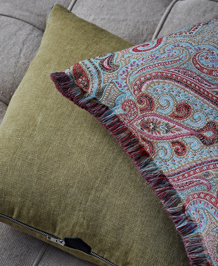 Dragonfly Cushion with Fringe - Sapphire §