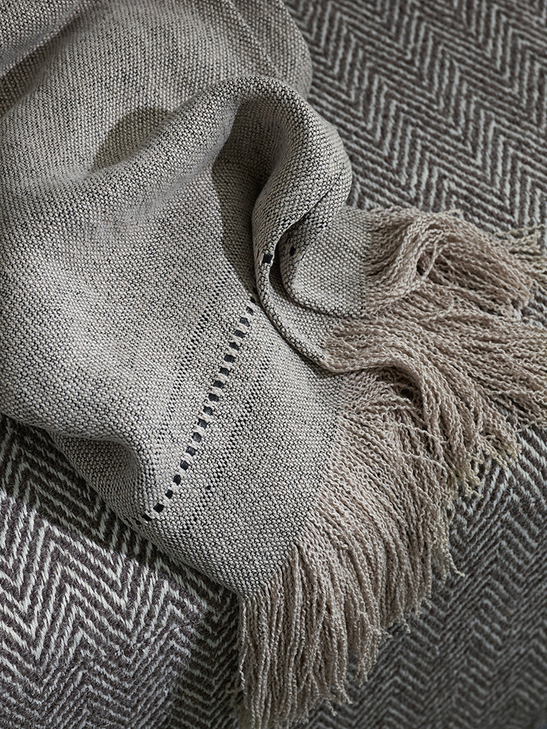 Fox Throw with Fringe and Leather Detail - Dawn