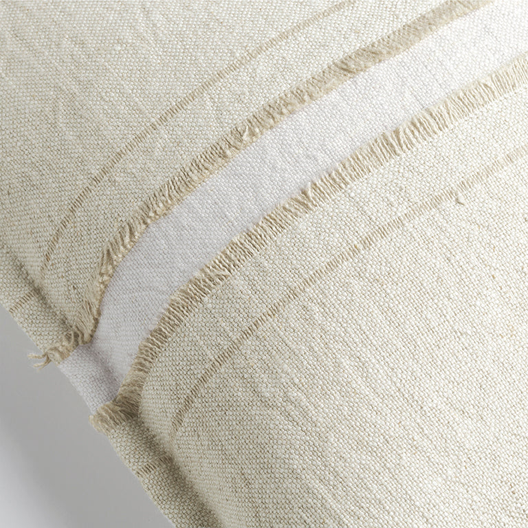 Haiku Cushion with Fringe Detail - Husk