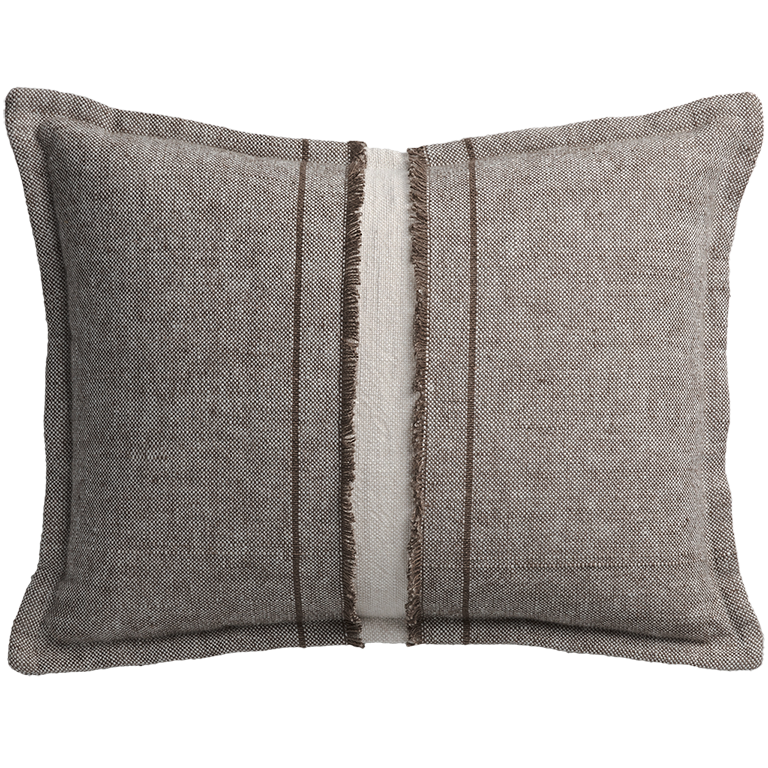 Haiku Cushion with Fringe Detail - Bark