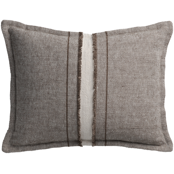 Haiku Cushion with Fringe Detail - Bark