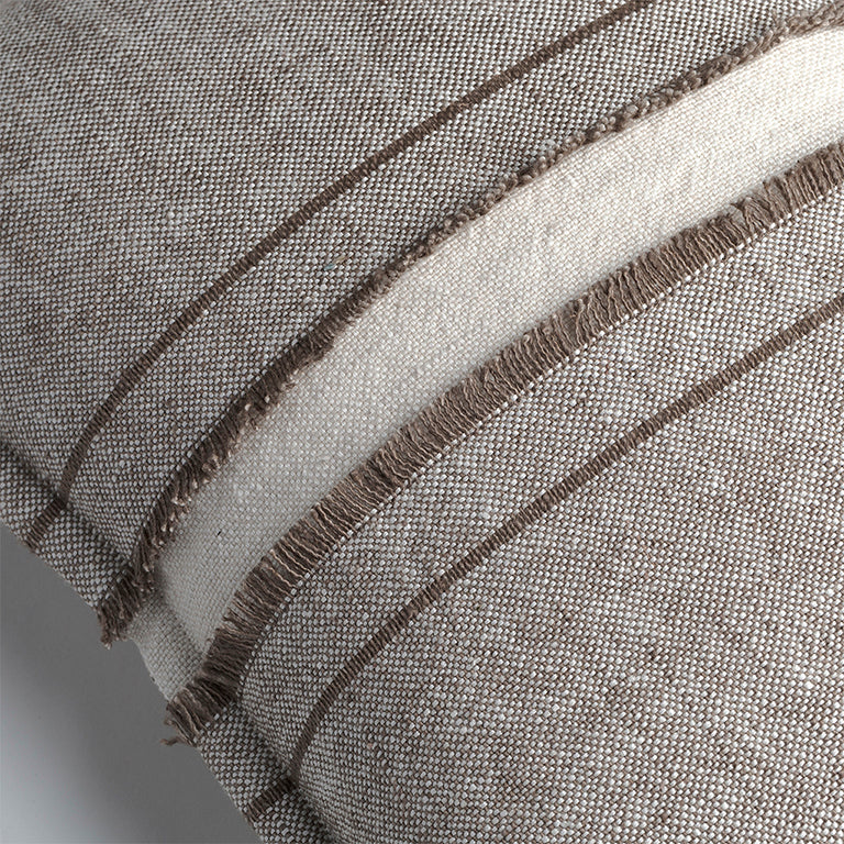 Haiku Cushion with Fringe Detail - Bark