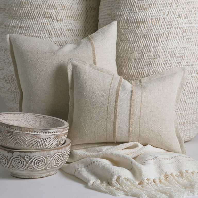 Haiku Cushion with Fringe Detail - Husk