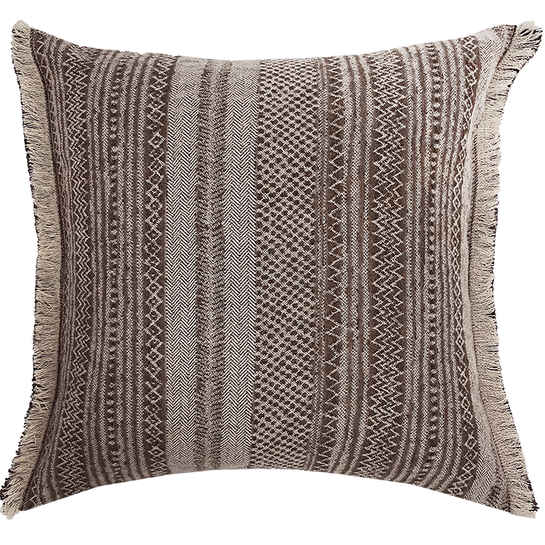 Kalahari Cushion with Fringe Detail - Honey Badger