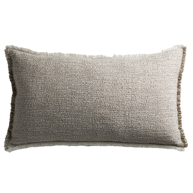 Limestone Cushion with Fringe Detail - Pumice