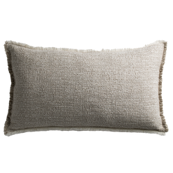 Limestone Cushion with Fringe Detail - Pumice