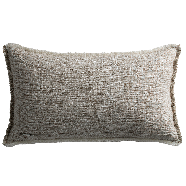 Limestone Cushion with Fringe Detail - Pumice