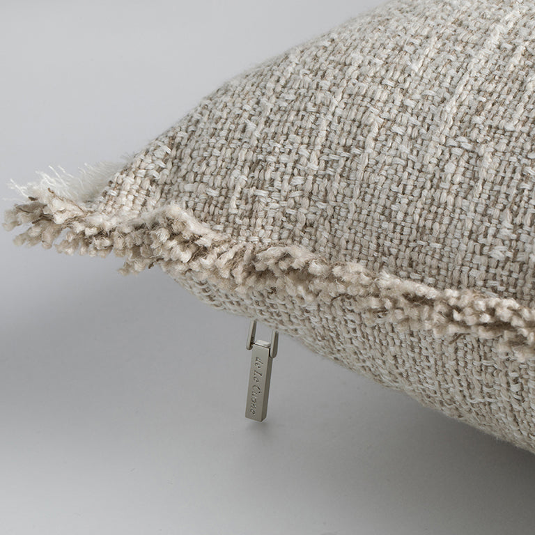 Limestone Cushion with Fringe Detail - Pumice