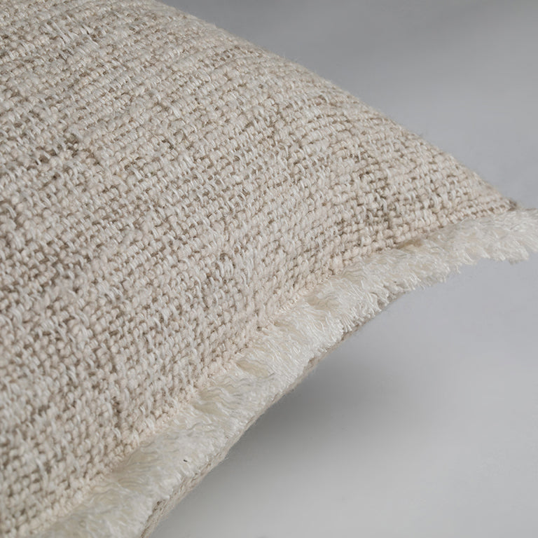 Limestone Cushion with Fringe Detail - Pumice