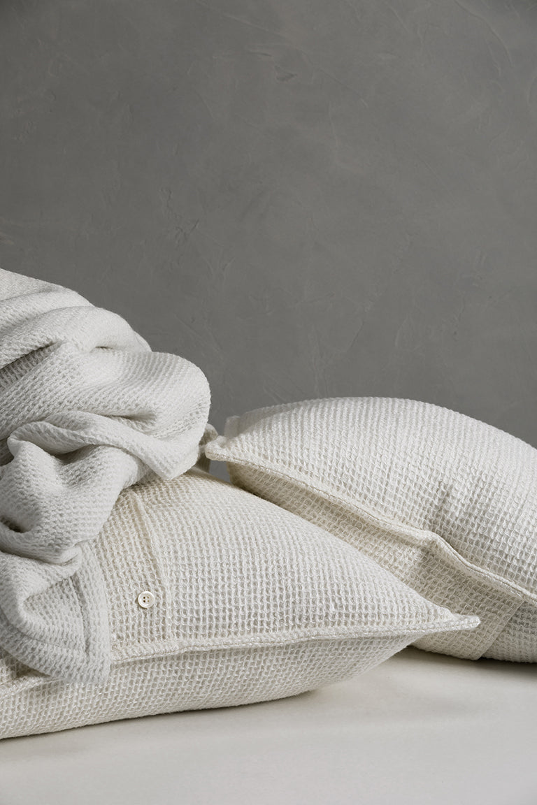 Merino Wool Waffle Throw - Cream