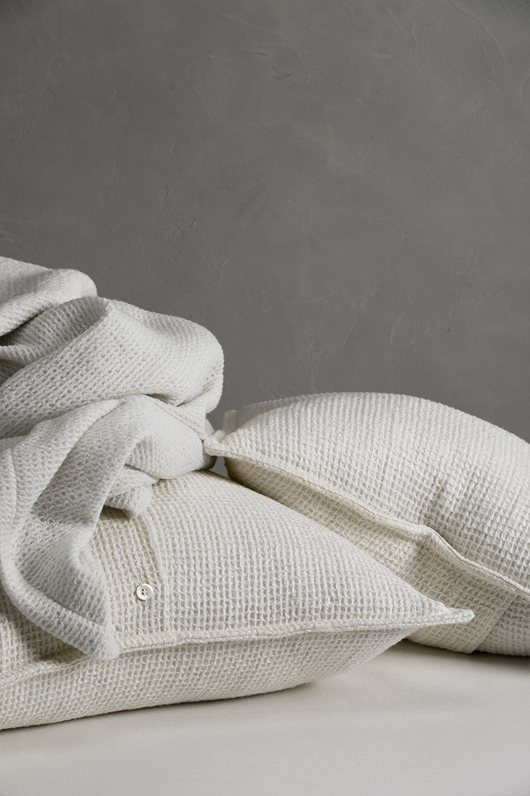 Merino Wool Waffle Throw - Cream