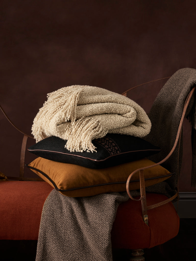 Cape Cushion with Contrast Leather Detail - Coal §