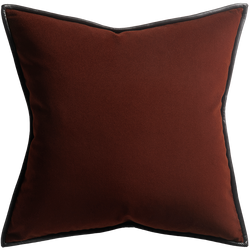 Merino Velvet Cushion with Leather Trim - Currant