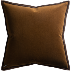 Merino Velvet Cushion with Leather Trim - Maple
