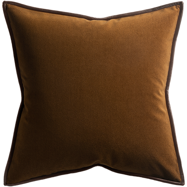 Merino Velvet Cushion with Leather Trim - Maple