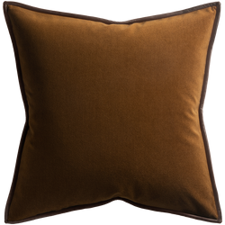 Merino Velvet Cushion with Leather Trim - Maple