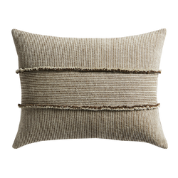 Salopette Cushion with Fringed Panels - Khaki