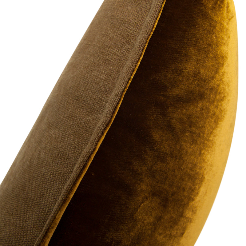 Silk Velvet and Linen Flange Cushion - Gold