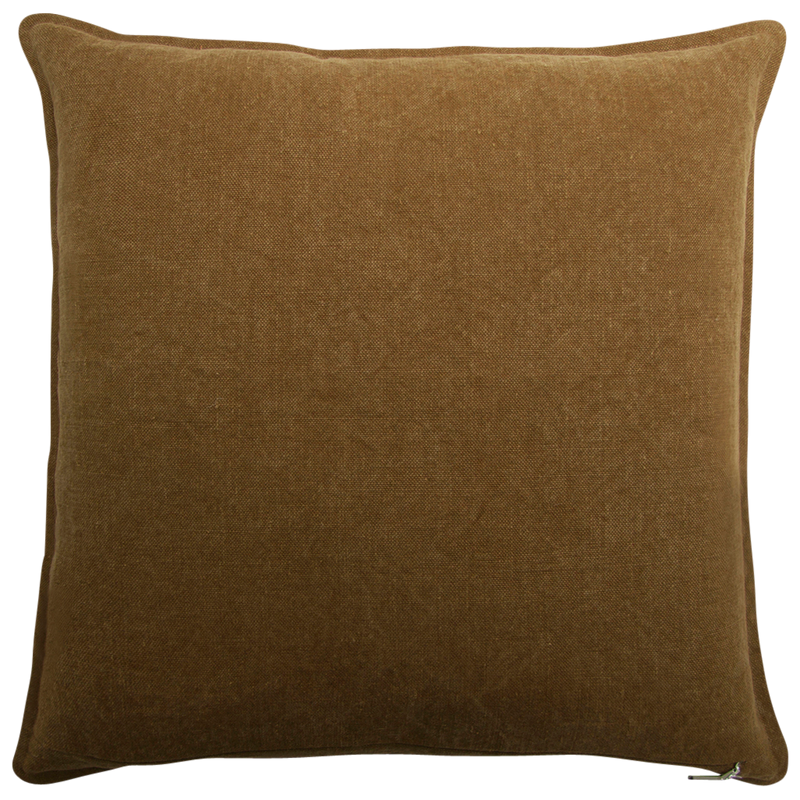 Silk Velvet and Linen Flange Cushion - Gold