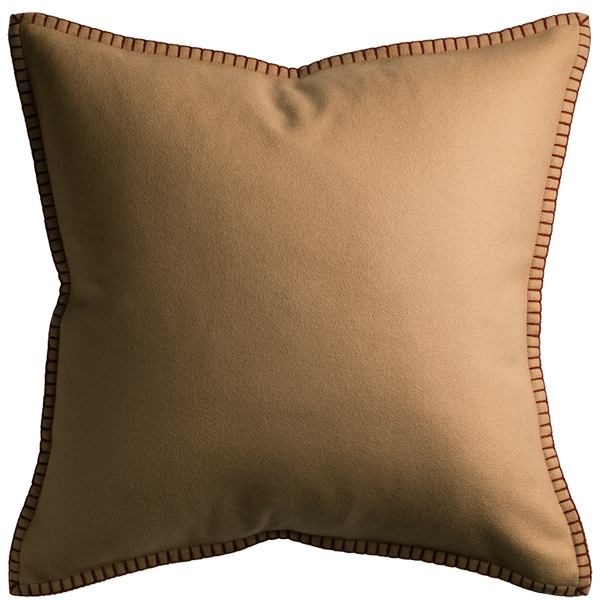 Tosca Cushion with Blanket Stitch - Camel