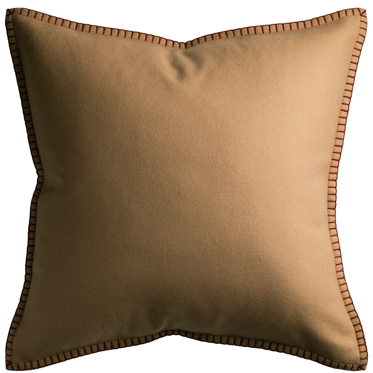 Tosca Cushion with Blanket Stitch - Camel