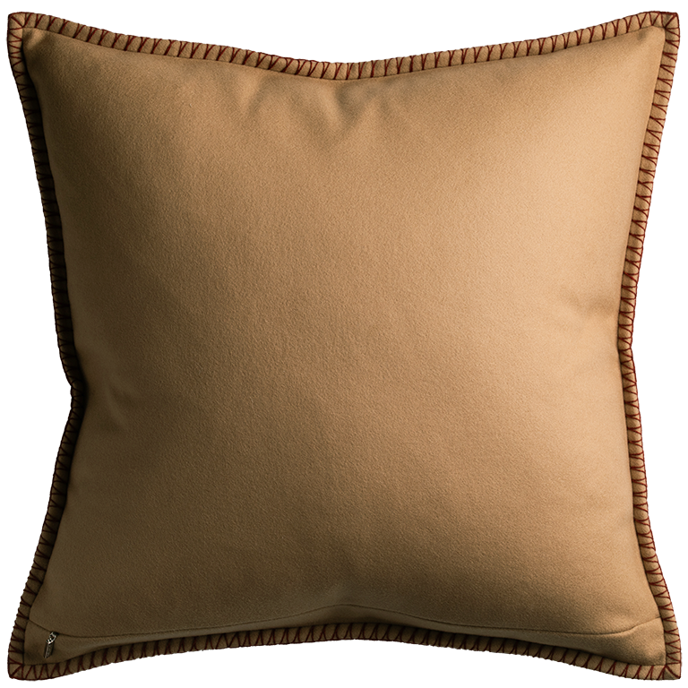 Tosca Cushion with Blanket Stitch - Camel