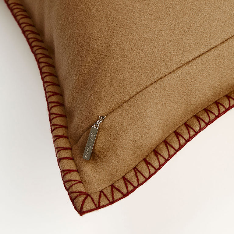 Tosca Cushion with Blanket Stitch - Camel