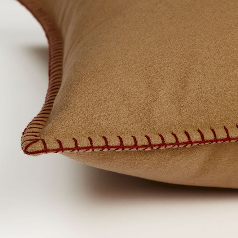 Tosca Cushion with Blanket Stitch - Camel