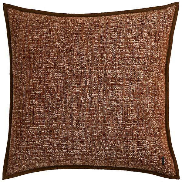 Tribal Linen Cushion with Wool Binding - Earth