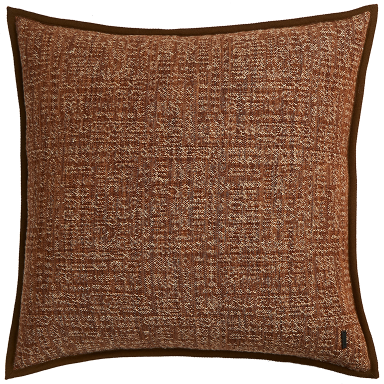 Tribal Linen Cushion with Wool Binding - Earth
